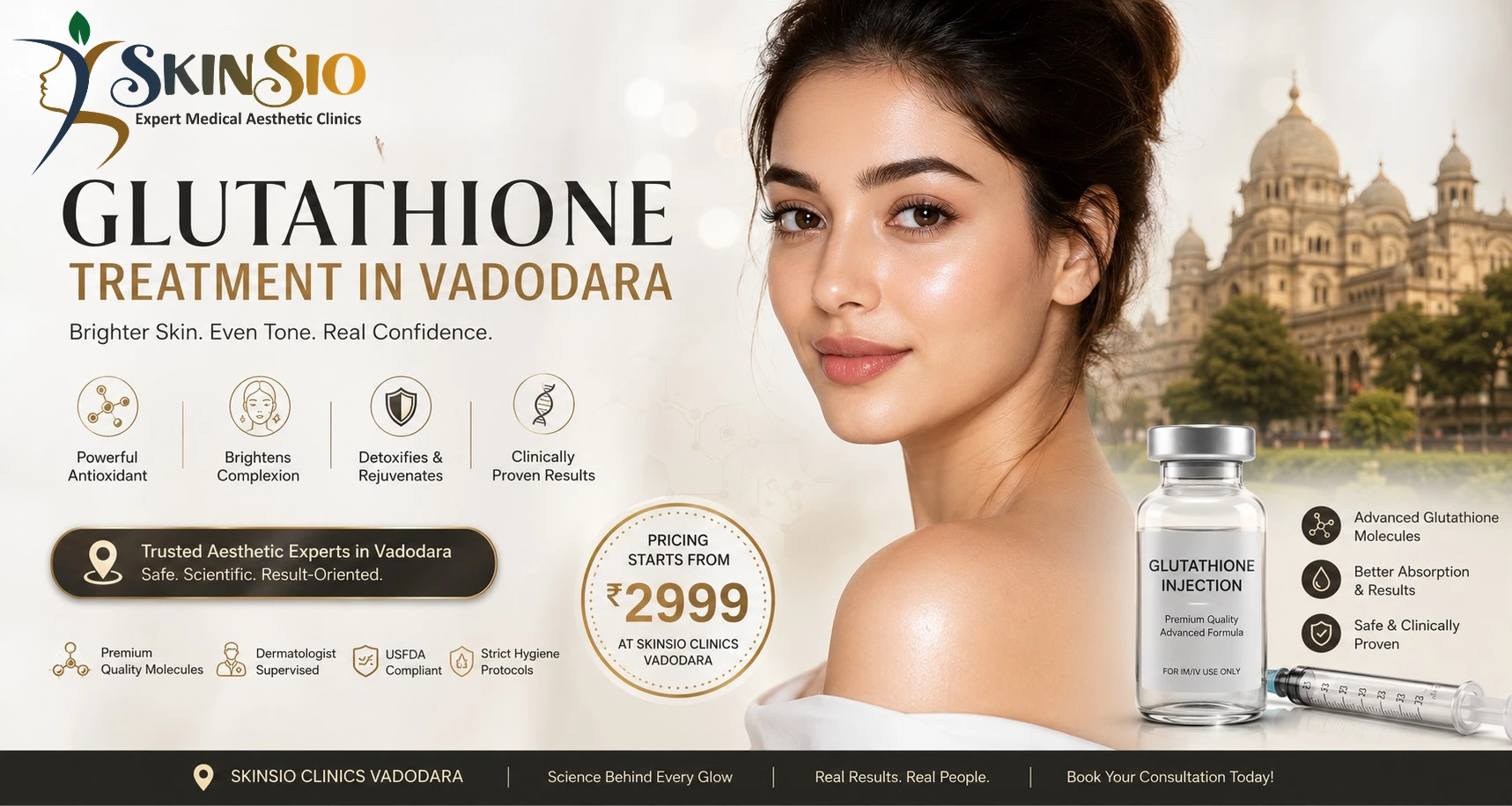 Glutathione IV Therapy in Vadodara: Myths, Facts, Safety & Real Results at SkinSio Clinics
