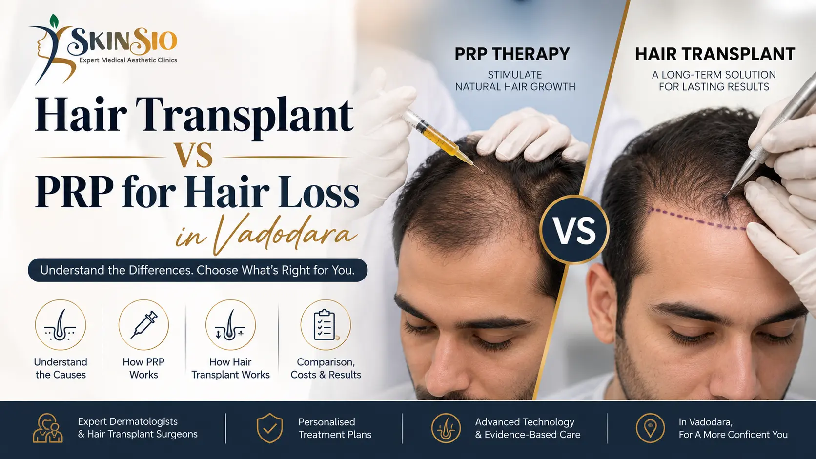 Hair Transplant vs PRP for Hair Loss in Vadodara: Which One Do You Actually Need?