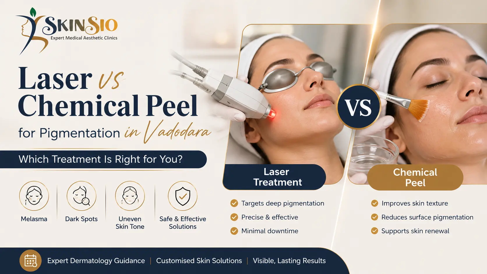 Laser vs Chemical Peel for Pigmentation in Vadodara: Which Treatment Is Right for You?