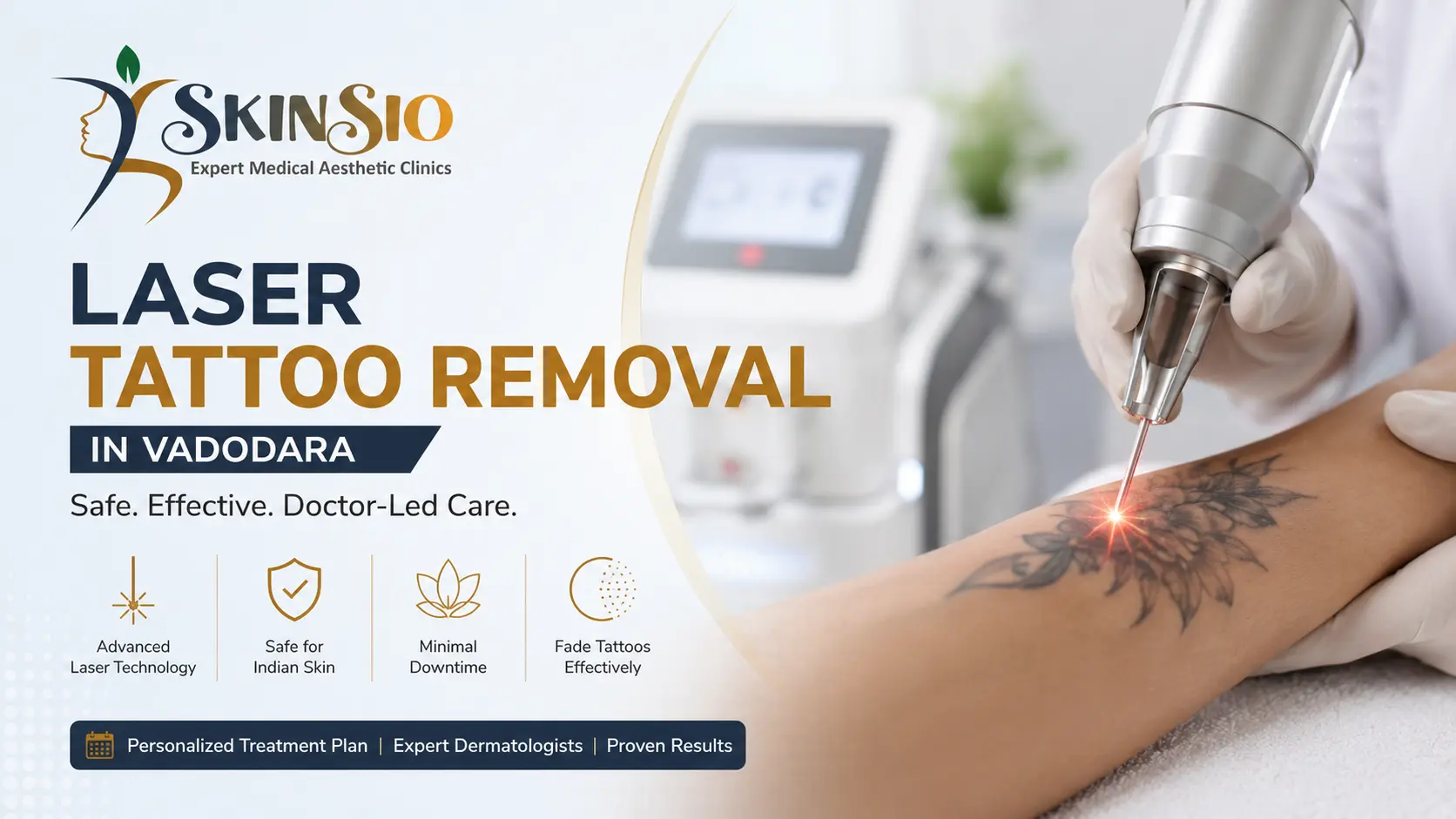 Tattoo Removal in Vadodara: Laser Treatment, Cost, Sessions, Pain & Realistic Results
